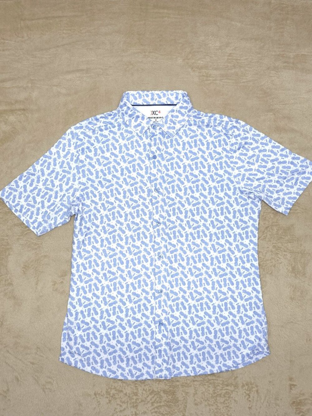Johnston Murphy XC4 Mens M Pineapple Performance Short Sleeve Button Shirt